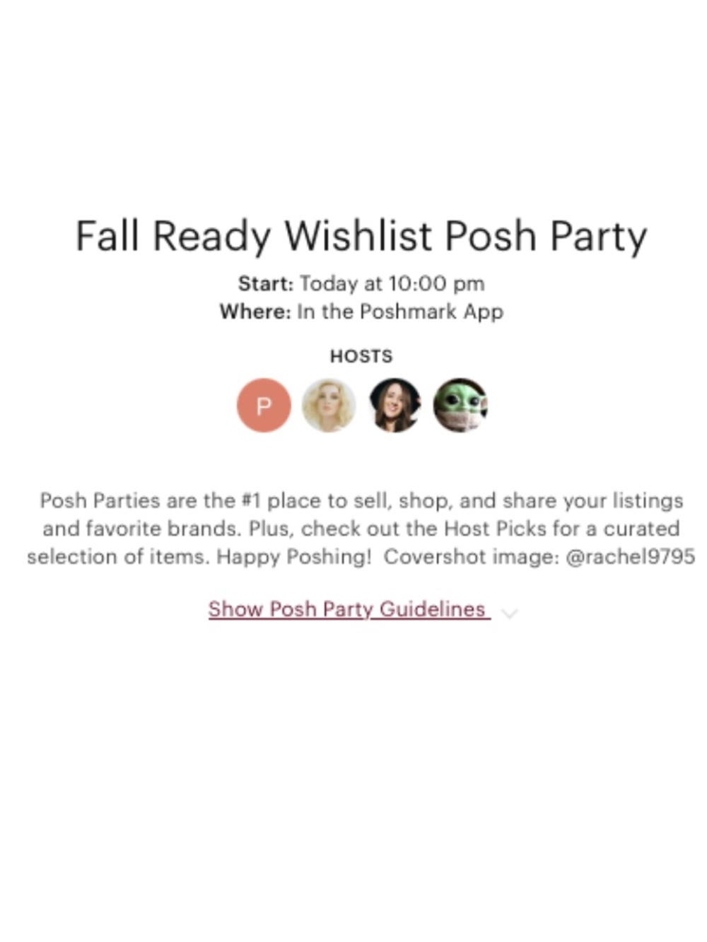 🎉FALL READY POSHMARK PARTY! Friday Sept 18 '26 - Fall Ready Wishlist Posh Party